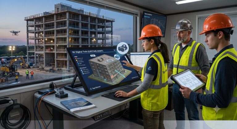 workers creating digital twin on the job